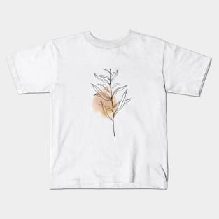 One Line Leaves Botanical Abstract Kids T-Shirt